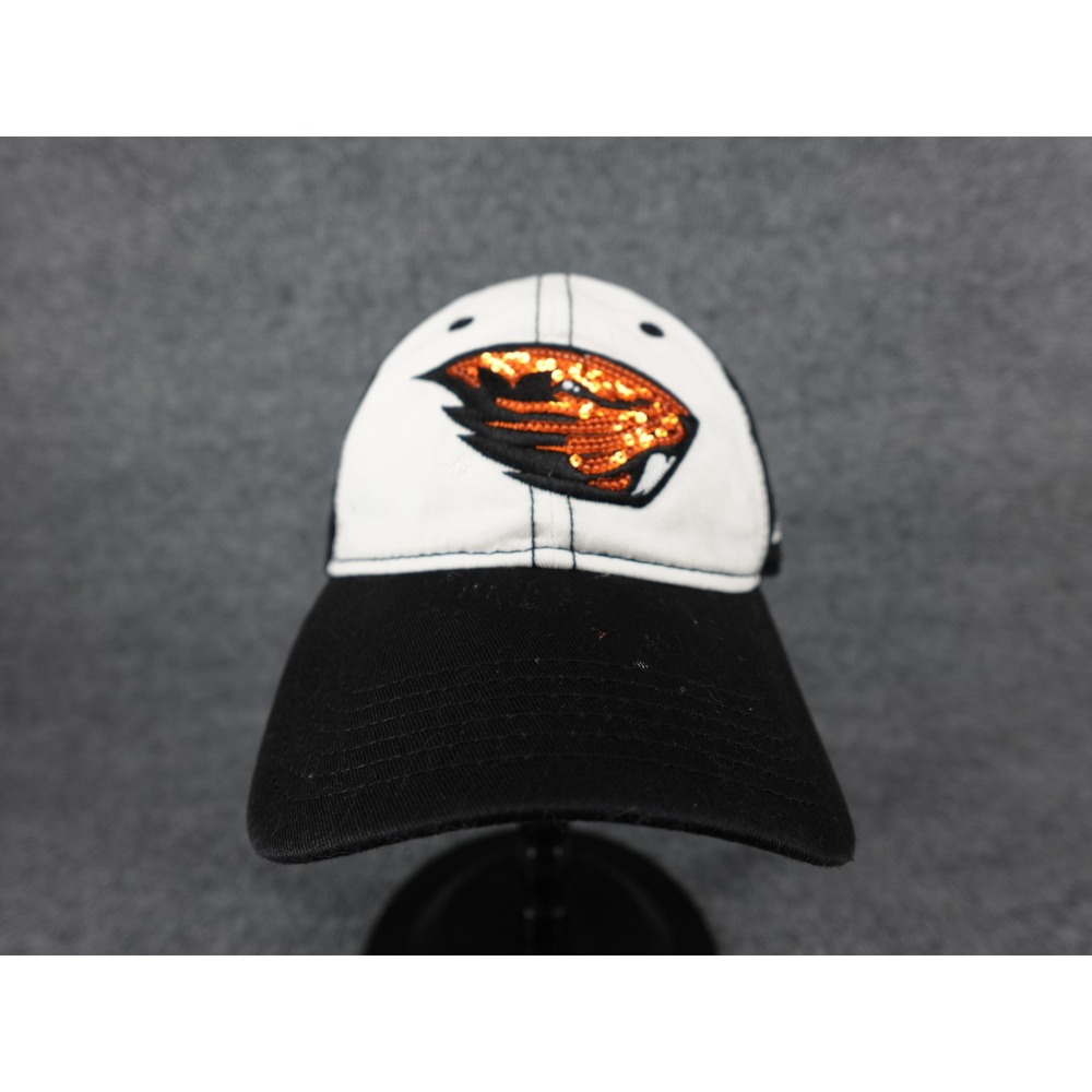 New Era Oregon State Beavers Hat Women One Size Black White Good Sequin Logo